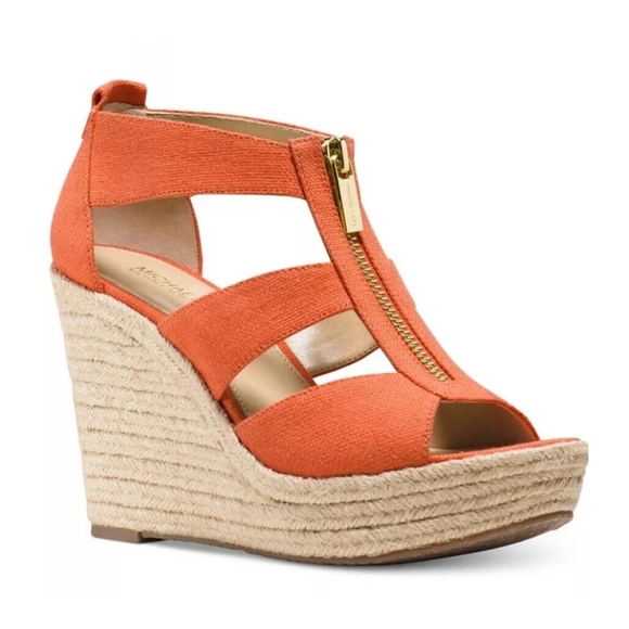 MICHAEL Michael Kors Shoes - MICHAEL Michael Kors Women's Damita Wedge Espadrilles Peep Toe Sandals Tangerine